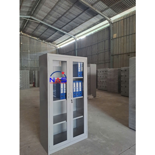 Tủ sắt đựng hồ sơ 2 cánh kính mở