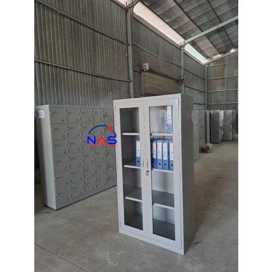 Tủ sắt đựng hồ sơ 2 cánh kính mở