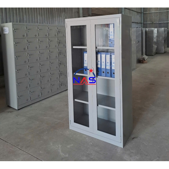 Tủ sắt đựng hồ sơ 2 cánh kính mở